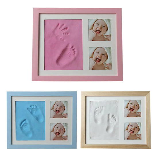 Baby Hand & Footprint Kit with Solid Wooden Frame