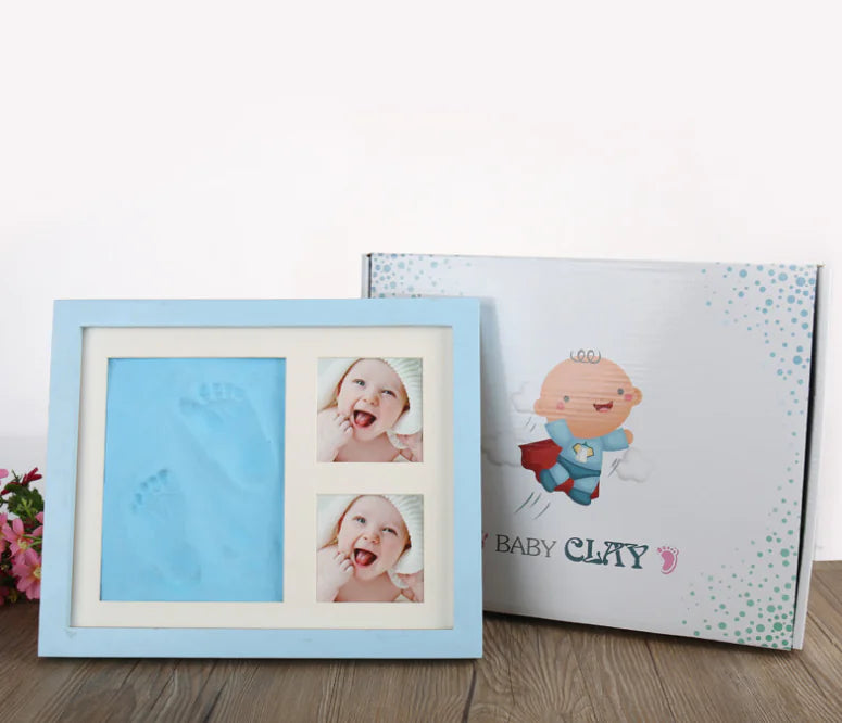 Baby Hand & Footprint Kit with Solid Wooden Frame