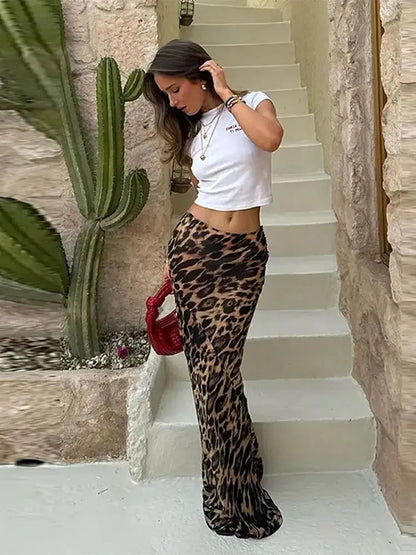 Leopard Print Long Length Skirts