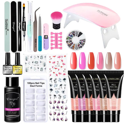 Kit de gel de uñas Poly con lámpara UV de 54W