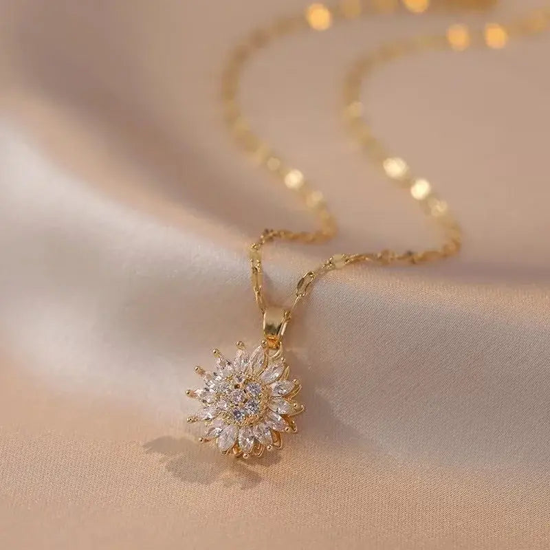 Rotatable Sunflower Zircon Jewelry