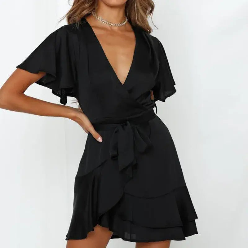 Summer V-Neck Ruffle Women Dresses