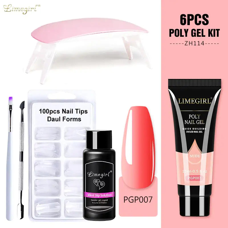 Kit de gel de uñas Poly con lámpara UV de 54W