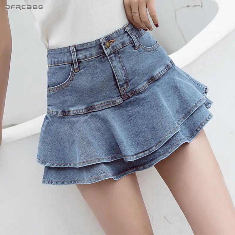 Retro Denim Shorts Skirts