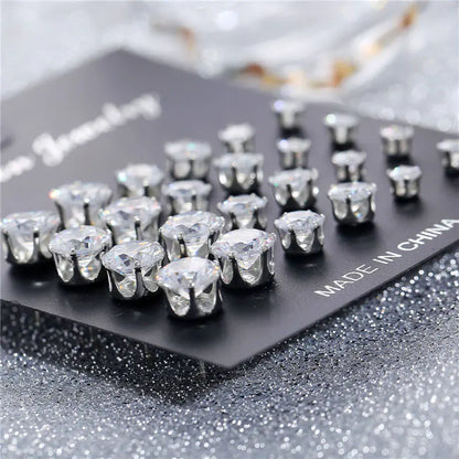 White Crystal Stud Earrings Sets