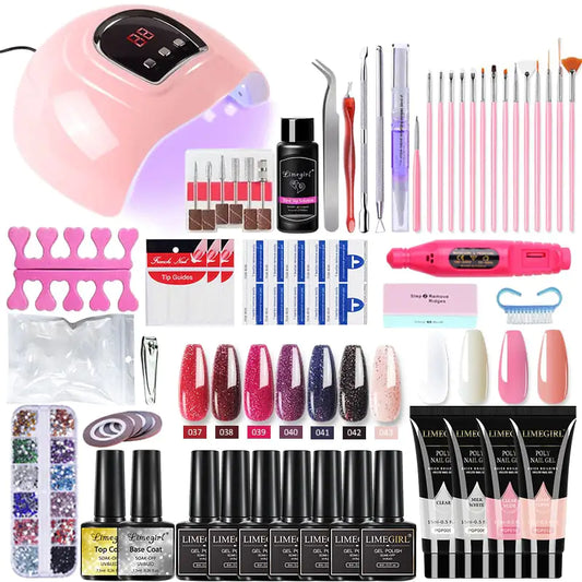 Kit de gel de uñas Poly con lámpara UV de 54W