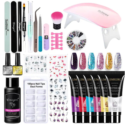 Kit de gel de uñas Poly con lámpara UV de 54W